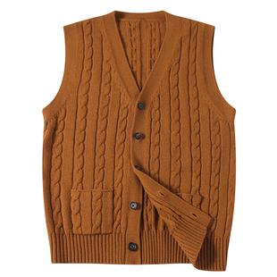 【四色】SOARIN英伦复古老钱风针织毛衣背心男立体绞花毛线衣马甲