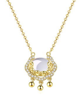 S999纯银平安锁项链女足银轻奢小众送女友送闺蜜长命锁送妈妈生日