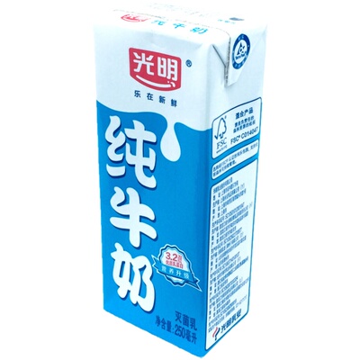 光明纯牛奶250ml*24盒整箱包邮