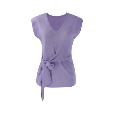 SYT自制无袖针织绑带上衣T恤