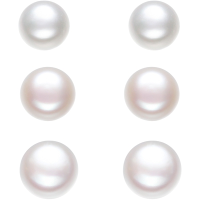 周六福S925银珍珠耳钉女白色馒头珠优雅素淡水珍珠耳饰圣诞礼物