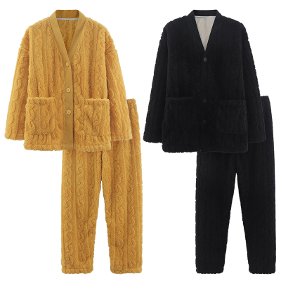 俞兆林冬季珊瑚绒可外穿情侣睡衣