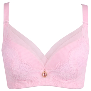 红色本命年无钢圈大码薄款内衣女 小胸聚拢文胸调整型收副乳