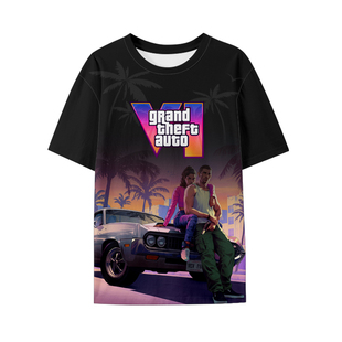 GTA6侠盗猎车手6游戏周边电玩冰丝速干短袖T恤衫男女凉快休闲半袖