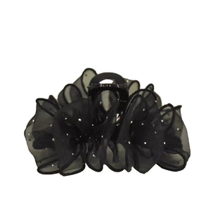 云朵抓夹女2024新款高级感泡泡鲨鱼后脑勺发夹网纱满天星盘发头饰