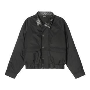 【90白鸭绒】Unvesno(UN)Barnfit 老钱风编织皮领拼接短阔羽绒服