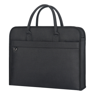 杰利公文包帆布手提文件袋拉链大容量开会资料档案袋男士商务开会会议袋女士手拎防水文件袋黑色定制印刷logo