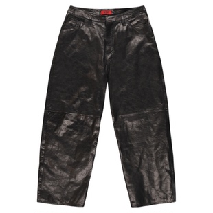 【马伯骞同款】424  意大利产 五兜锥形皮裤整羔羊皮做旧长裤