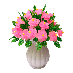 新款牡丹花材料包手工串珠编织品DIY磨砂绿叶牡丹花手工编织花束