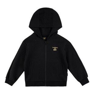 BOY童装26春新品翅膀印花连帽卫衣男女童黑色外套上衣