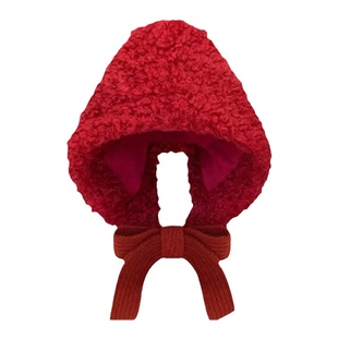 红色小巫女帽子女秋冬季韩版可爱毛绒保暖护耳包头帽巴拉克拉法帽