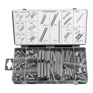 200PC弹簧拉簧压簧套装 拉伸带勾带钩弹簧塑料盒组套五金配件DIY