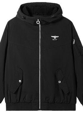 BOYLONDON冬季情侣款外套logo刺绣哥特风休闲保暖连帽棉服N29013