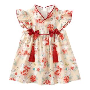 婴儿衣服夏季2025新款周岁女宝宝礼服一岁女童国风抓周宴旗袍裙子