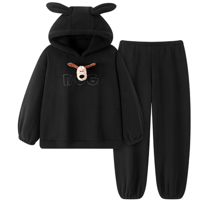 珊瑚绒睡衣男秋冬季加厚法兰绒2025新款青少年卡通连帽家居服套装