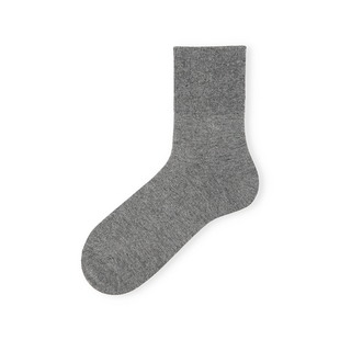 Tabio羊毛袜子男中筒袜秋冬高弹透气百搭日系纯色男袜黑色商务袜