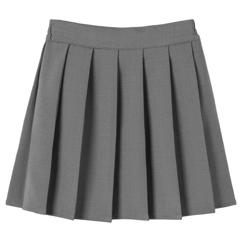 罗蒙女童纯色裙子简约JK短裙百搭半身裙A字裙春夏季百褶裙学院风