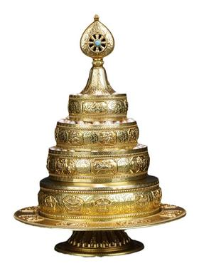 慧宝黄铜桌面摆件供佛曼扎盘托盘