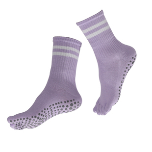 五指瑜伽袜子防滑专业女普拉提专用袜秋冬室内运动健身中筒分趾袜