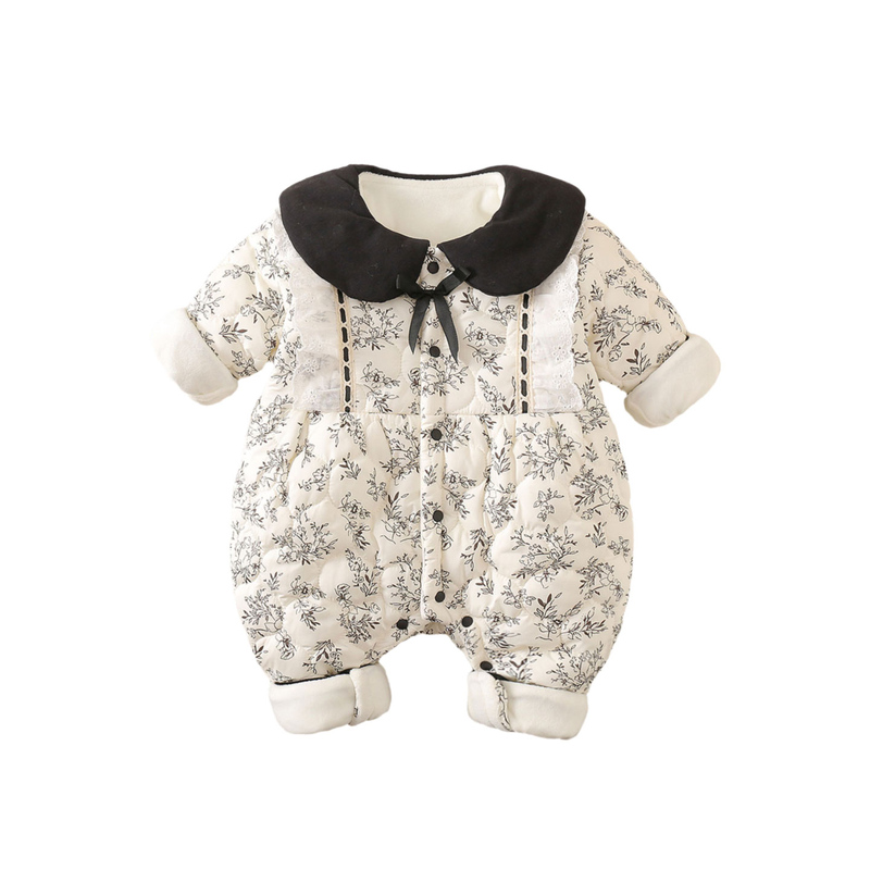 女宝宝秋冬夹棉洋气哈衣婴儿连体衣夹棉冬季薄棉幼儿衣服保暖抱衣