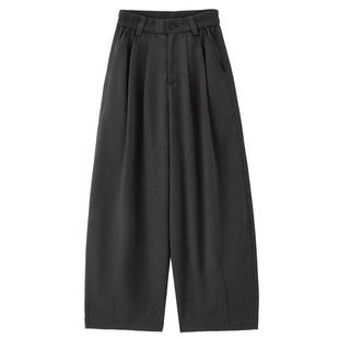 设计师款佐丹奴裤子女新款磨毛压褶灯笼裤松紧腰阔腿裤女18414225