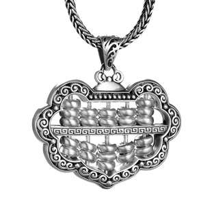 999纯银古法如意算盘吊坠男女手工情侣项链配饰银挂坠复古送礼物