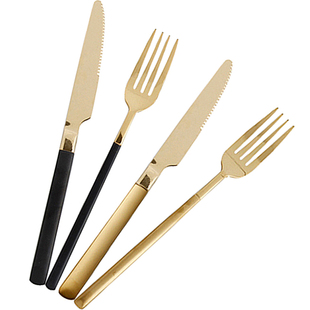 高档304不锈钢牛排刀叉两件套 复古金色牛扒刀叉套装精致西餐餐具