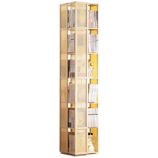 旋转书架落地置物架书柜子家用儿童客厅简易实木杂物柜靠墙展示柜