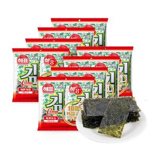 韩国进口干紫菜海牌烤海苔原味海产品即食海苔2g*48袋休闲零食