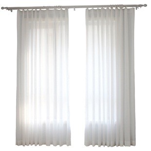 简约北欧风日式加厚仿亚麻纱透光不透人客厅卧室窗帘白纱窗纱纱帘