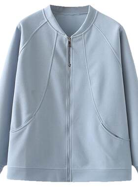 大码开衫棒球服外套女春秋款夹克