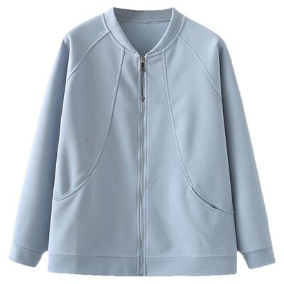 大码开衫棒球服外套女春秋款夹克