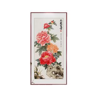 花开富贵牡丹花挂画新中式玄关画入户正对门走廊过道装饰壁画大气