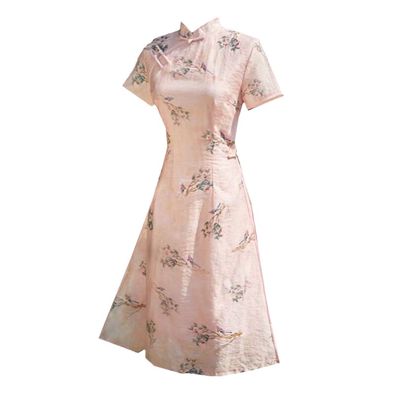 2024夏季优雅奥黛旗袍连衣裙日常