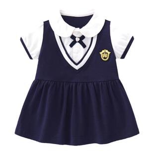 女童学院风连衣裙夏天一岁宝宝海军裙子夏季周岁短袖入园照公主裙