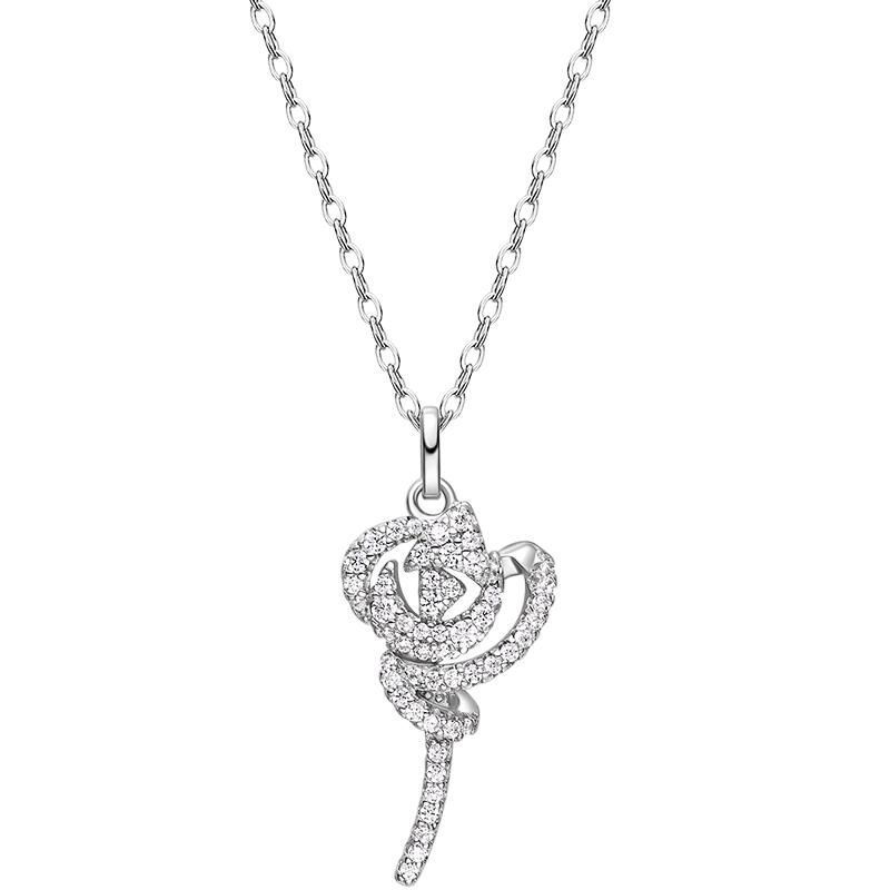 【自营】HEFANG Jewelry/何方珠宝玫瑰丝带项链 闪闪胸针礼物女