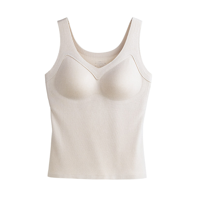 背心女秋冬薄绒带胸垫一体内穿吊带贴身保暖内搭修身显瘦磨毛打底