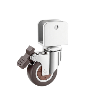 婴儿床脚轮U型橡胶万向轮子家具通用配件夹板滚轮轱辘小滑轮静音