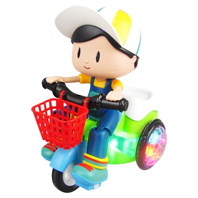 电动特技旋转大头三轮车婴儿玩具