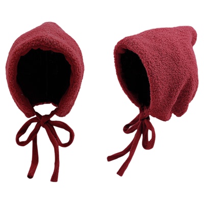 新年圣诞节红色可爱羊羔毛绒帽子