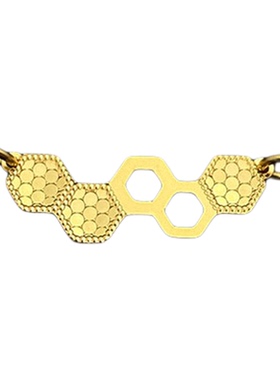 S925纯银镀黄金蜂巢H牌色吊坠