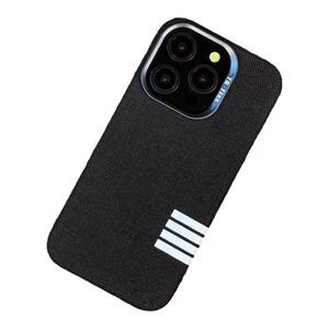 森迟适用苹果12亚麻布纹手机壳iPhone15promax创意磁吸防滑外壳12pro新款简约情侣防摔壳14高级气质黑色硬壳