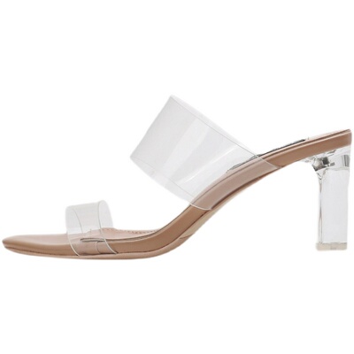 透明性感高跟凉鞋女夏粗跟凉拖鞋