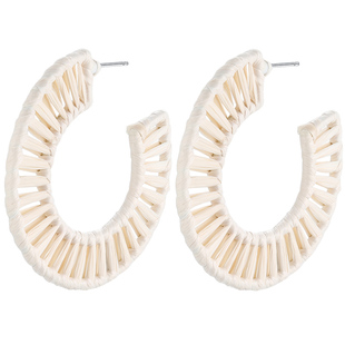 Social Talent桑蕾【秦岚同款】单边C型手工编制拉菲草耳钉耳环