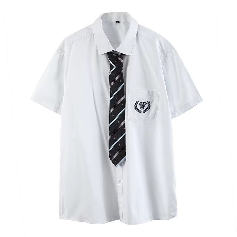夏季韩版DK制服毕业季学院班服五分短袖衬衫学生日系套装大码衬衣