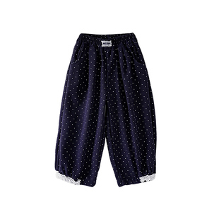 皇室童缘女童波点加绒长裤冬季2025新款儿童奥利绒加厚宝宝休闲裤