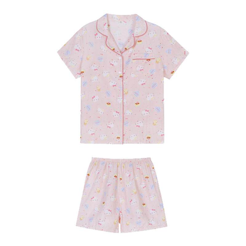 馨帮帮Homedress 可爱卡通猫波点睡衣女夏季舒适透气可外穿家居服