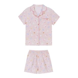 馨帮帮Homedress 可爱卡通猫波点睡衣女夏季舒适透气可外穿家居服