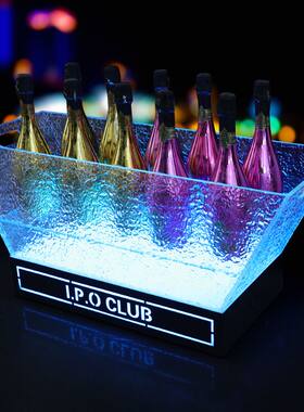 新品发光船型冰桶高颜值冰封亚克力冰粒桶ktv酒框酒吧led香槟酒桶