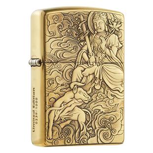 zippo打火机生肖马本命佛正版盔甲3D立体精雕十二生肖生日礼物diy